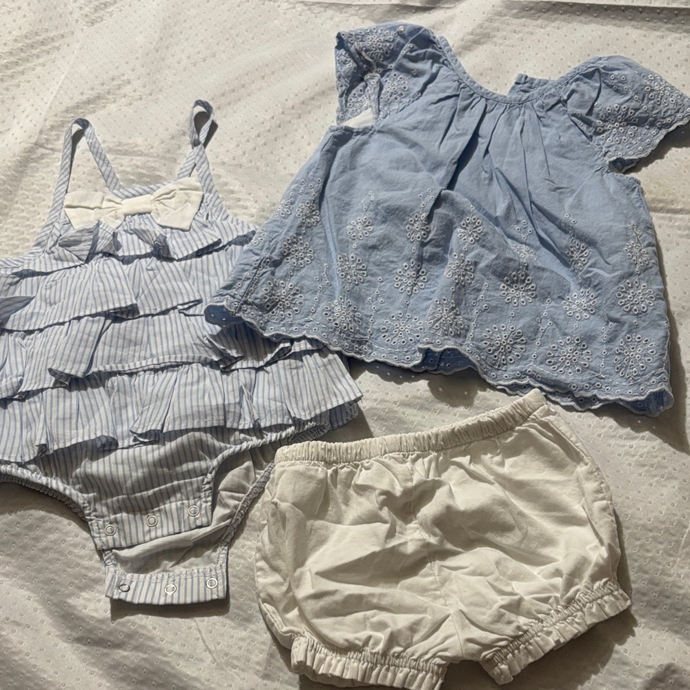 Little Me Blue and White Diaper Cover Set